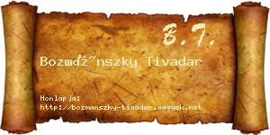 Bozmánszky Tivadar névjegykártya